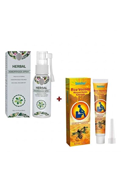 SUMIFUN Hemorrhoids Treatment Set (30ml Herbal Spray + 20g Bee Venom Cream) -...