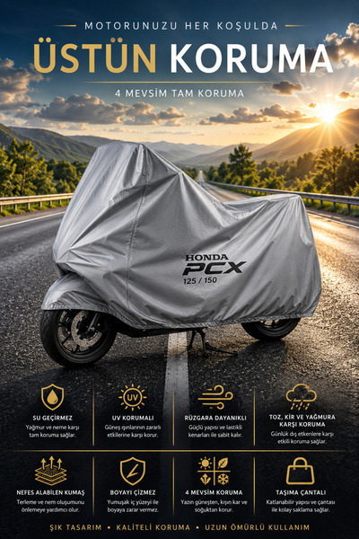 PJ & Me Honda PCX Uyumlu Motosiklet Brandası Su Geçirmez UV Korumalı Motor Br...