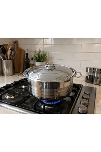 Akdeniz Steel Pot 34X22 cm 304 Steel Luxury 19 Liters