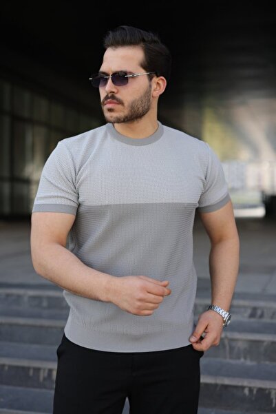 UFC 1985 TOP BRAND Men's Color Blocked Crew Neck Short Sleeve Knitwear T-Shirt