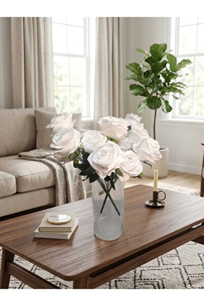 MAKİ DEKOR Yapay Çiçek Gül 2 Adet 7 li Demet 37 Cm Dekoratif Modern Vazo Dekoru