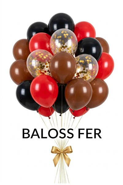 baloss fer Set of 20 Black Red Brown Gold Confetti Balloons Valentine's Day R...