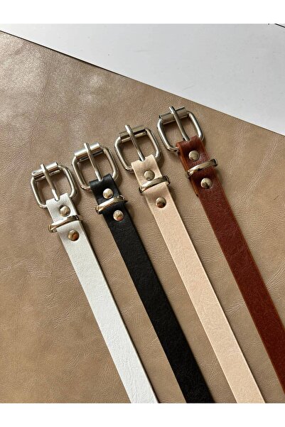 LİA KEMER 4-Pack Large Women's Silver Buckle Belt Waist Belt Jacket Belt Dres...