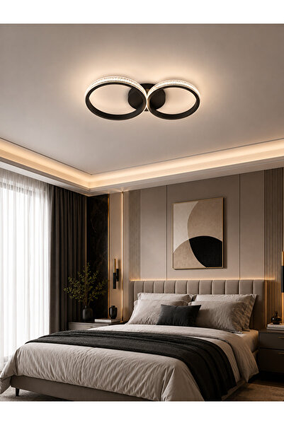Modavize ARES SİYAH MODERN TASARIMLI 2Li LED PLAFONYER AVİZE -OTURMA ODASI - ...