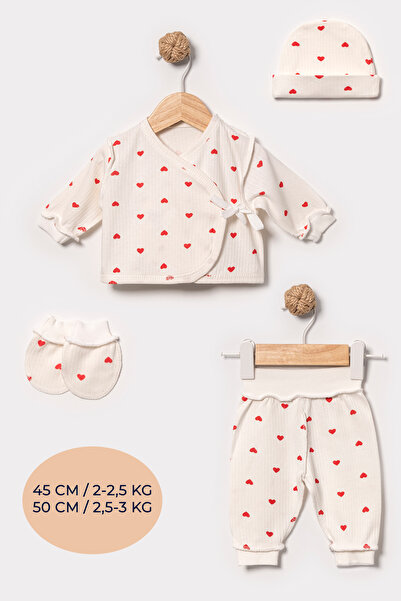 Sevnur Baby Reverse Stitched Organic Cotton Premature Baby Girl Set (45 Cm, 5...