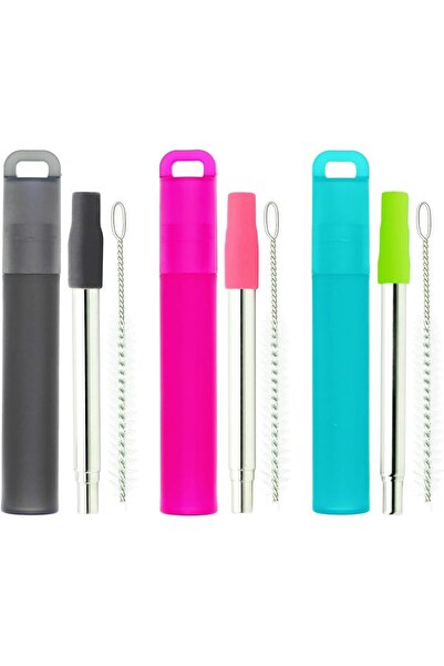 Arabest 3-Pack Collapsible Stainless Steel Drinking Straws,Portable Telescopi...