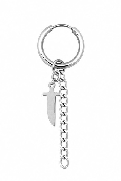 Blisse Piercing Unisex Silver Color Surgical Steel Dangle Earrings with Knife...