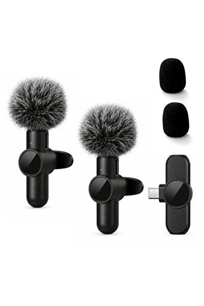 Choice1 Black-Type-C-1to2 Wireless lapel microphone, noise-cancelling, suitab...