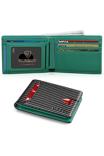 Runbox Genuine Leather Slim Wallet for Men RFID Blocking Bifold Minimalist Fr...