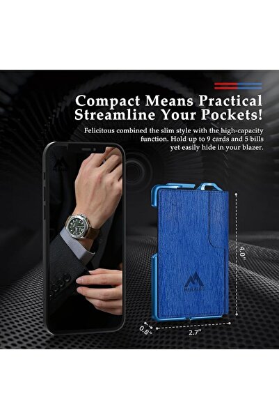 MURADIN Tactical Minimalist Wallet for Men, Slim RFID-Blocking Metal Card Hol...