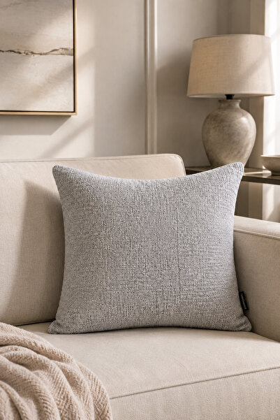 Fuly Consept Home Design Fuly Concept Gray Textured Decorative Throw Pillow C...