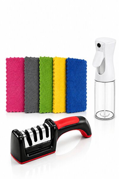 Otto Set Pulverizator 300 ml + Ascutitor Cutite 4 Trepte + 5 Lavete Microfibr...