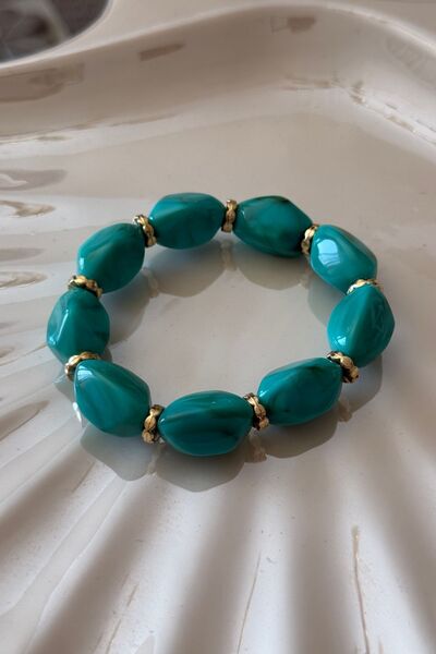 Trendy Butik Turquoise Beaded Flexible Bracelet