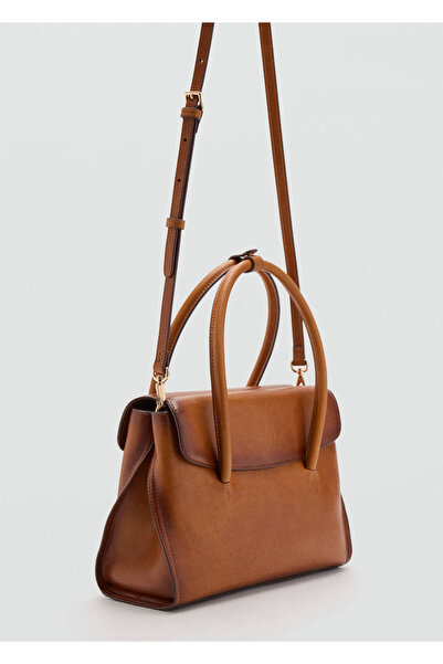 MANGO Woman Leather flap bag