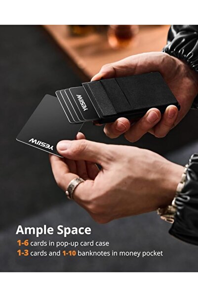 GENERAL YESIIW Holder | Rigid Aluminium Pop Up Card Holder with Banknote Pock...