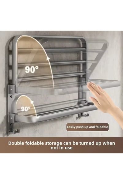 OEM Suport Prosoape Pliabil din Aluminiu, 2 Niveluri, cu Cârlige, Model 177-7 - Oferta