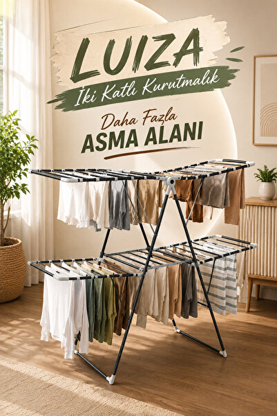 Atlanta Home Luiza İki Katlı Katlanır Çamaşır Kurutmalığı | Geniş Asma Alanı ...