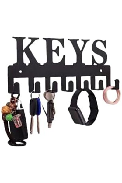 Mirfa Wall Mounted Key Holder with 7 Hooks in Black Metal