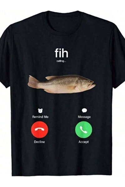 4CR 100% Cotton Fih Calling Remind Me Message Decline Accept Phone Call Fish ...
