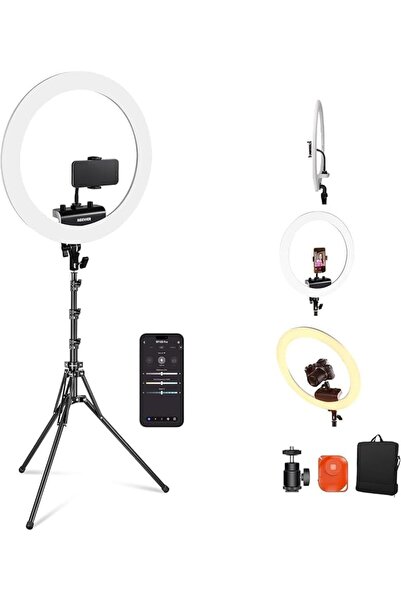 NEEWER Professional 18 Inch Ring Light with Tripod Stand Holder, 45W Remote S...