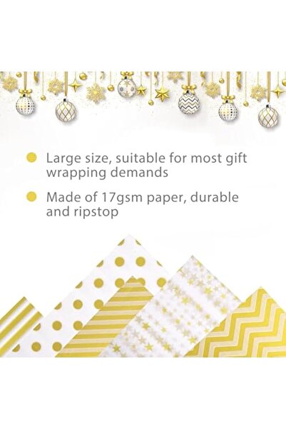 NALACAL 100 Sheets Gold White Metallic Tissue Paper, Tissue Paper for Packagi...