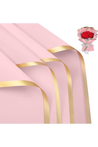 MESENS Mesen Flower Wrapping Paper, 20 Sheets Pink Waterproof Floral Bouquet ...