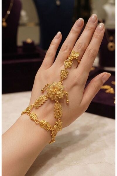 HOŞGÖR ACCESSORIES Altın Kaplama Çiçek Detaylı Şahmeran