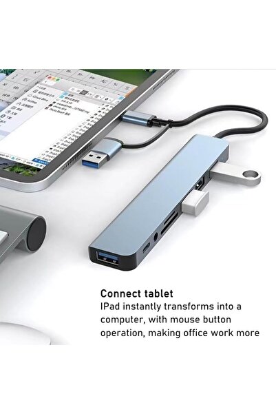 ANYUAN محطة إرساء USB C متعددة الوظائف 8 في 1 مع منافذ USB 3.0 و2.0 وقارئ بطا...