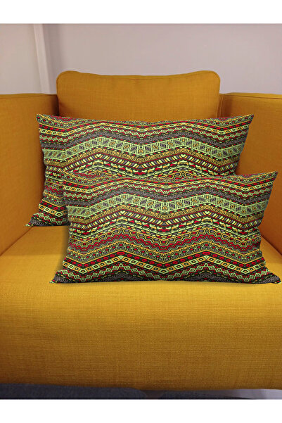 Ardizayn Zig Zag, 35X55Cm Velvet Fabric 2-Piece Throw Pillow Cover - Double-S...