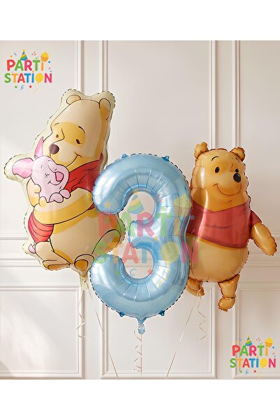 Parti Station Winnie the Pooh Concept 3 Year Old Balloon Set 3 Pieces
