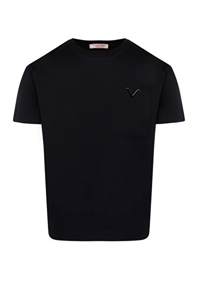 Valentino Roma Metallic V Logo Cotton T-Shirt