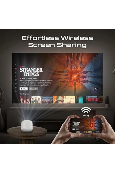 Promate Portable Projector with HD Resolution, 4K Support, Wireless Screen Sh...