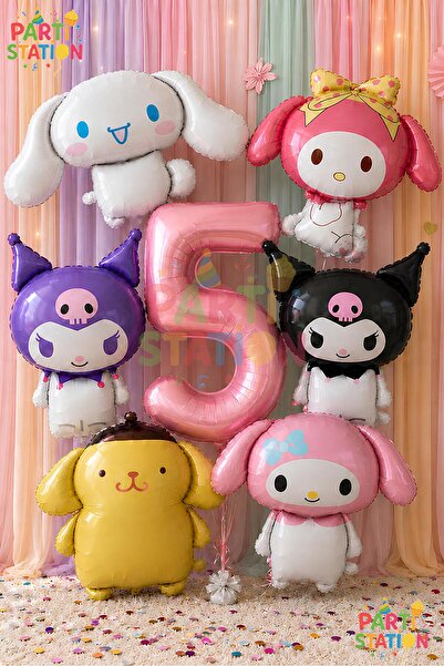 Parti Station Sanrio Kuromi 5 Year Old Balloon Set 6 Pieces Large Size – My M...