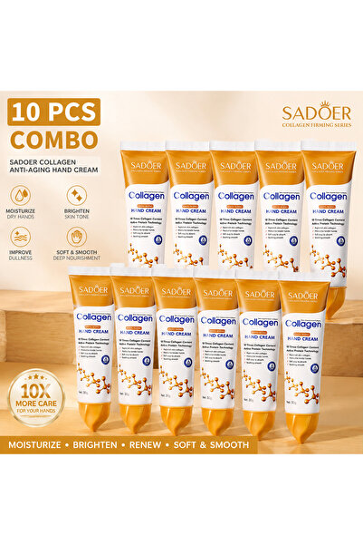 SADOER Collagen Anti-Aging Hand Cream – 10 PCS Combo Pack | Deep Moisturizing...