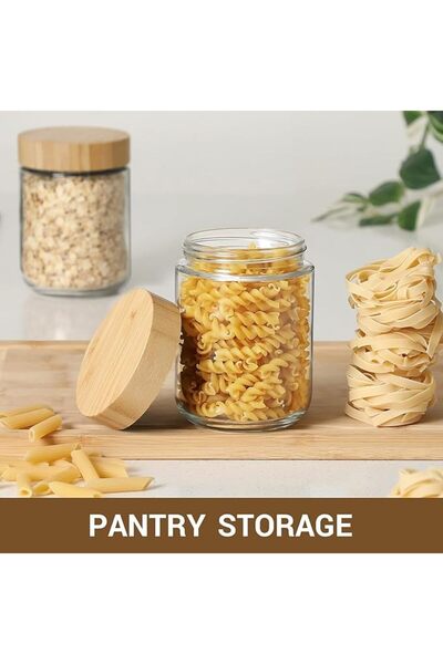 Tazweeq 4 Pack Glass Jars with Bamboo Airtight Lids, Superior Airtight Seal, ...