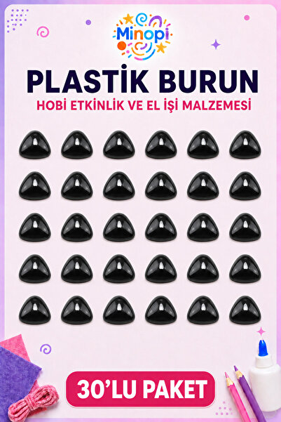 Minopi Siyah Plastik Burun 30'lu Paket - Hobi ve El İşi Malzemesi