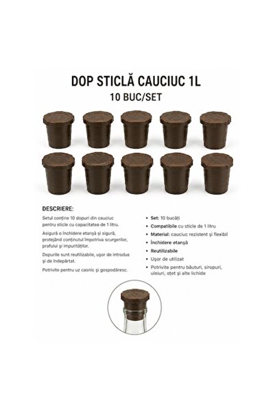 OEM Dop de cauciuc pentru sticlă de 1 L – Set de 10 bucăți