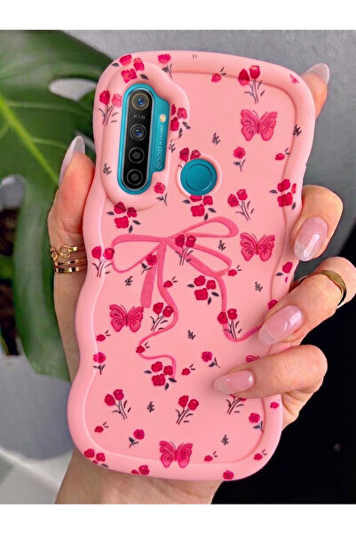 Rivor Realme 5i / 6i / C3 Uyumlu Kılıf Kamera Çıkıntılı Kurdele Ve Çiçek Kaba...