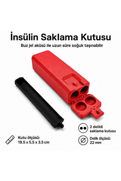 2 GÖZLÜ İNSÜLİN SAKLAMA KUTUSU (KIRMIZI)