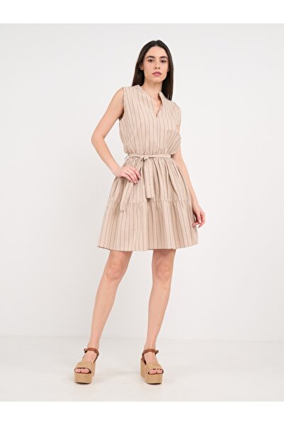 Timeout - Rochie dama de culoare uniforma cu dungi