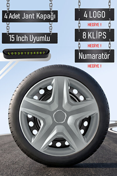 Routicar Kia Jant Kapağı Seti 4 Adet 15" inç Gri ( Rio Pride Sephia Cerato Ce...