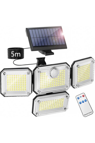 STARSTAR 4-Head Adjustable Solar Outdoor Floodlight, IP65 Waterproof LED Secu...