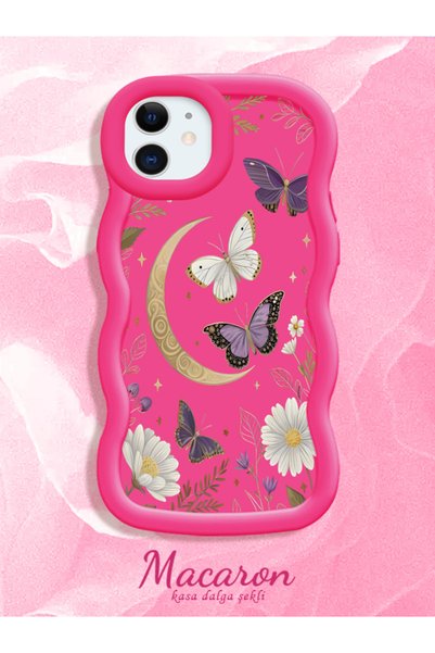 CHICASELUX iPhone 12/12 Pro Compatible Wavy Frame Moon Butterfly and Flower P...