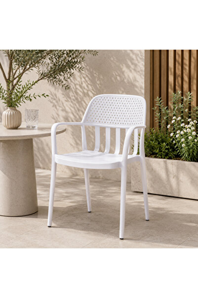 N.zone Modern Plastic Dining Chair with Armrests Sturdy Frame for Dining Room...