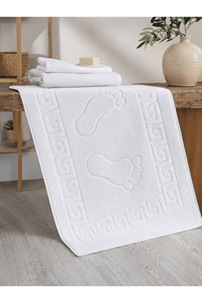 Erays Home 100% Cotton White Hotel Footprint Bath Mat - Foot Towel 50X70 cm