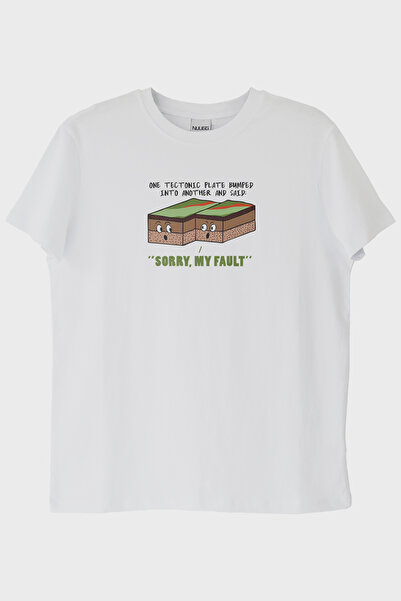 lofux Sorry, It's My Fault Tectonic Plate White T-Shirt - Science & Humor