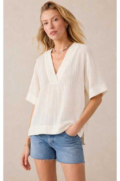 COLORDS Women's V-Neck Muslin Blouse