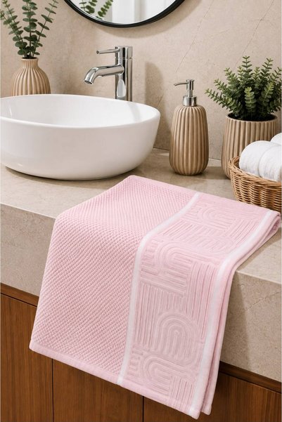 Ucarehome Esila Series Candy Pink Color Hand Towel (50 X 90) Premium Soft Textured 100% Organic Cotton