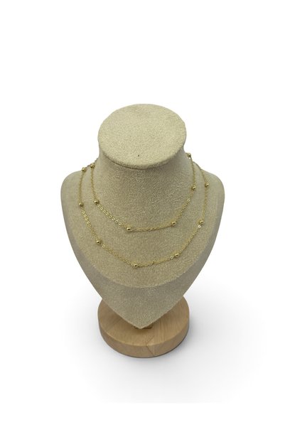 Home 60 cm Long Gold Color Minimal Chain Necklace with Ball Detail |   Elegan...