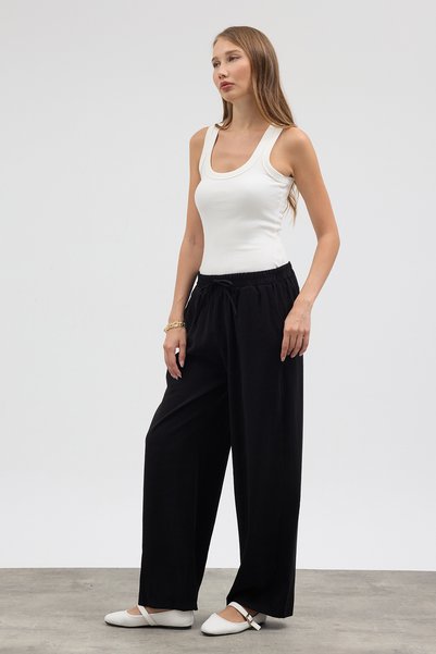 VAVİNOR Pantaloni de modal cu talie elastica - negri